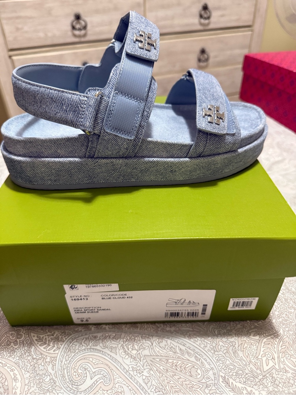 Tory Burch Light Blue Platform Kids Sandals